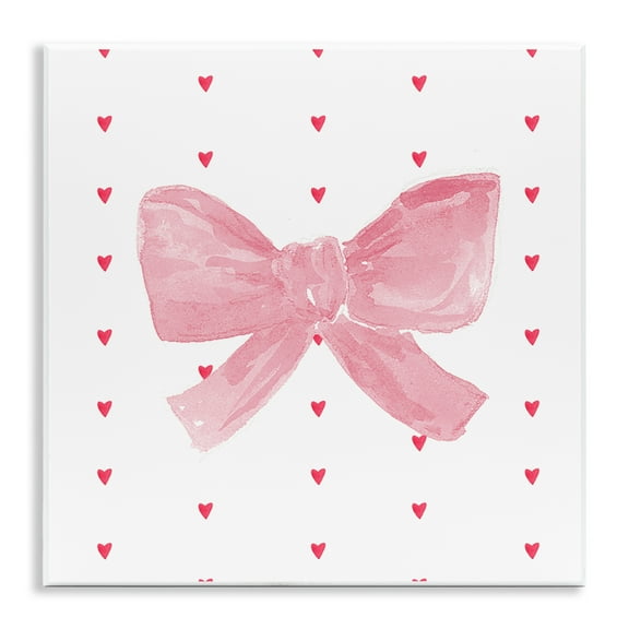 Stupell Industries Pink Bow on Hearts Wall Plaque Art design by Lucille Price, 12 x 12