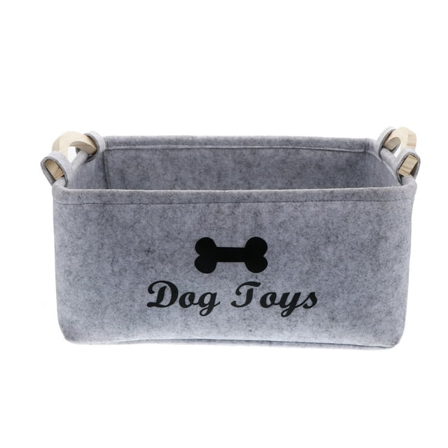 YOPTOP Pet Toy and Accessory Storage Bin Felt Basket Chest Organizer Container,Grey,39x27x18cm