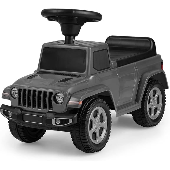 OLAKIDS Kids Ride on Push Car, Foot-to-Floor Sliding Toddler Toy with Engine Sound, Horn, Under Seat Storage, Baby Walking Racer Gift for Boys Girls Age 1.5-3 (Gray)
