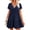 Navy Blue, variant on Women Summer V Neck Dress Casual Short Sleeve Flowing Mini Dress