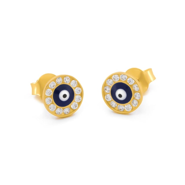 Aretes Ojo Turco 0.7 cm Oro Sólido 14K Casa del Anillo