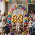 thumbnail image 4 of Gold Number 83 Mylar Foil Balloon 32 inch - Helium or Air Filled Metallic Balloons for 83rd Birthday Hbd Party, Anniversary, Graduation Decorations, 4 of 7