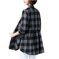 thumbnail image 4 of Scyoekwg Womens Coats Long Sleeve Tops Button Up Lapel Shirts Fall Winter Warm Coats Casual Fashion Loose Lightweight Plaid Shirts with Pocket Cardigan Jacket (Gray,L), 4 of 6