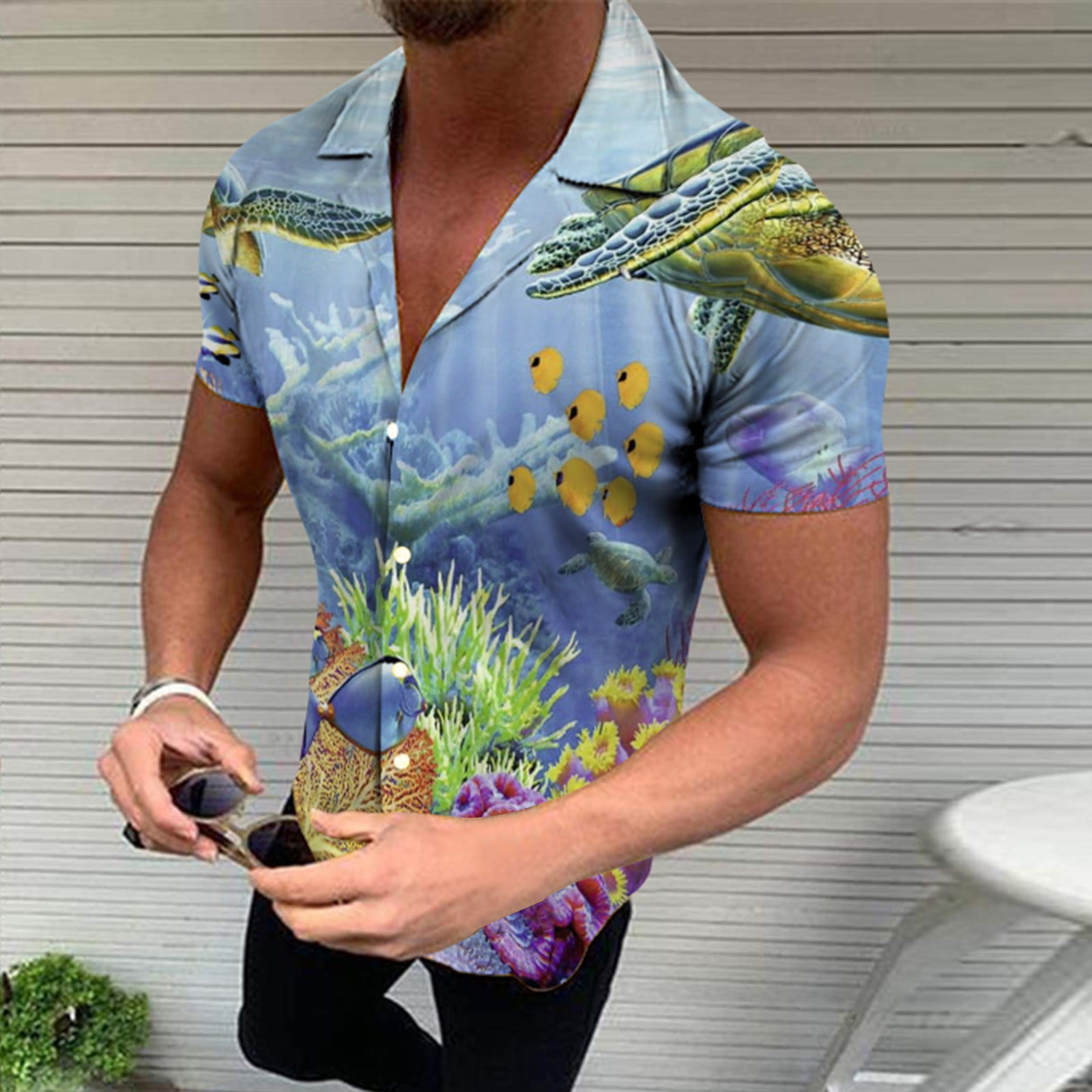 Ayolanni Men's Summer Fashion Hawaiian Style Short Sleeve Casual Shirts 