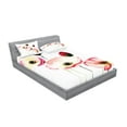 thumbnail image 2 of Ambesonne Floral Fitted Sheet & Pillow Sham Set, Poppy Vintage Blossom, Full, Pink Red, 2 of 2