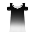 thumbnail image 4 of fatyb Cold Shoulder Womens Gradient Tops V Neck Short Sleeve Blouses Loose Basic Tees Summer Casual Shirts, 4 of 5