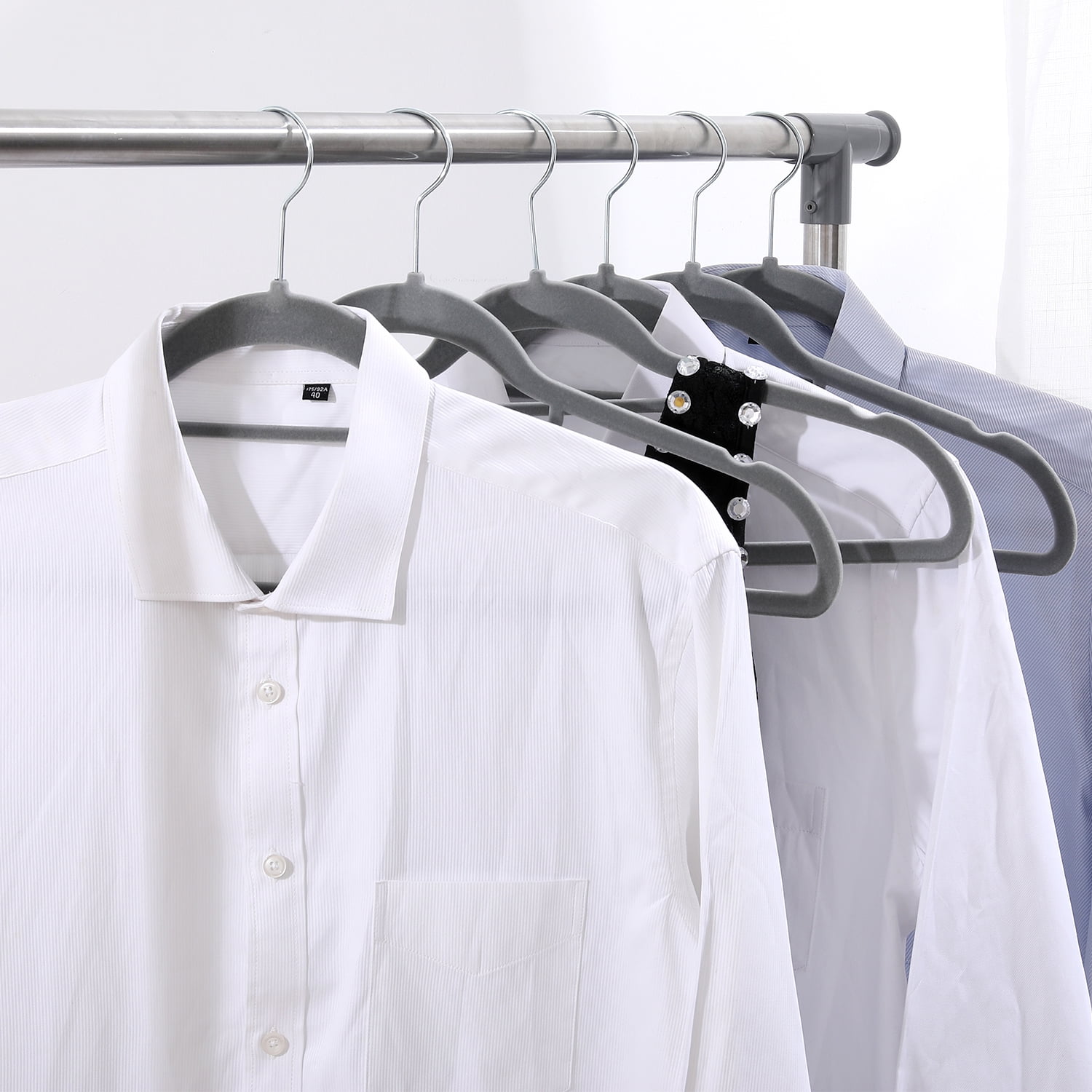 Ollieroo 50 Pack Velvet Hangers,Gray Clothing Hangers,Non-Slip and