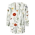 thumbnail image 5 of Dasayo Green Tops for Women 3/4 Sleeve Hawaiian Spring Floral Blouses Women's Sweatshirts for Women S, 5 of 5