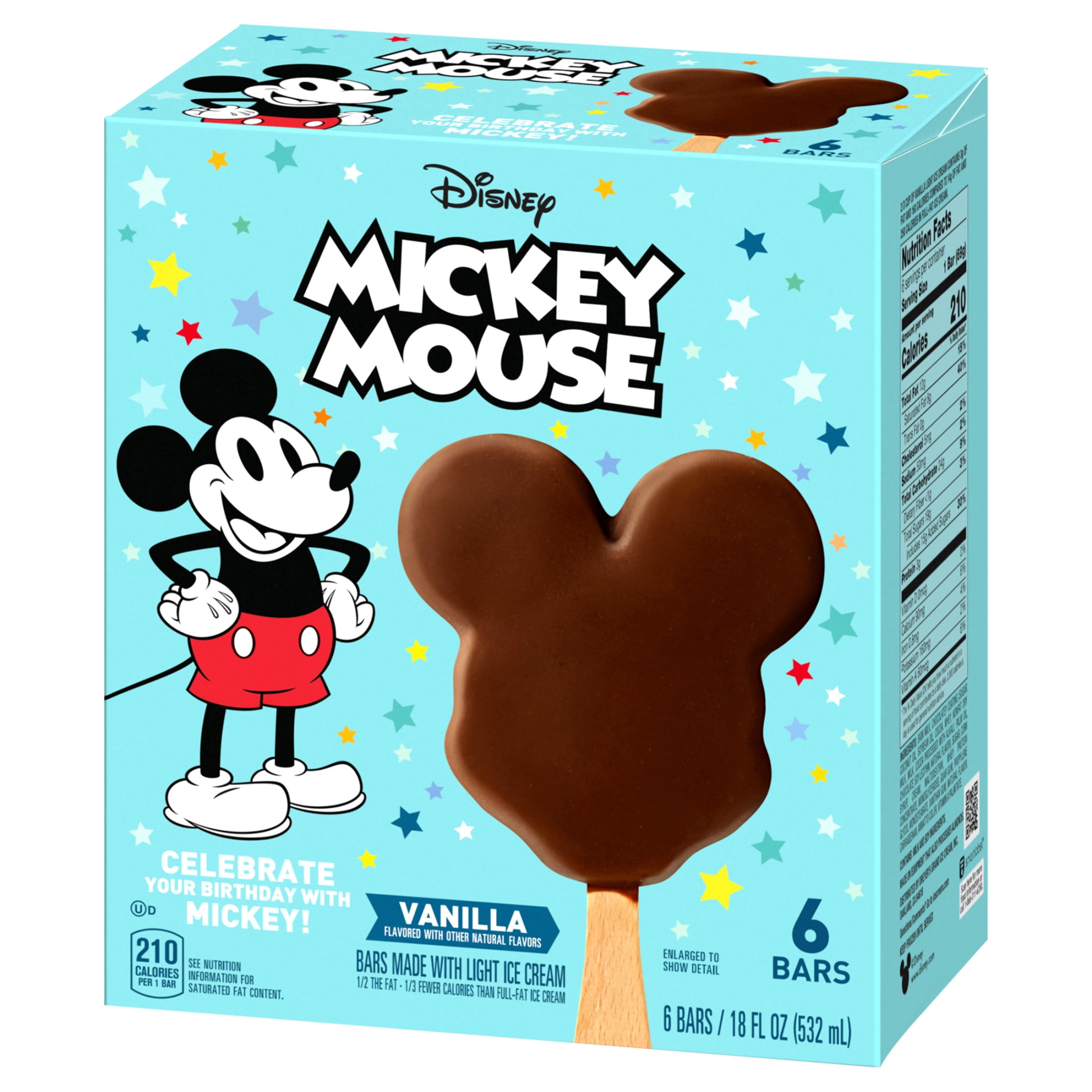 Disney Mickey Mouse Light Ice Cream Bars, 6 Count Package