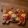 thumbnail image 6 of Highland Cow Cheese Board — Rustic Wood Charcuterie Serving Board with Compartments, Handmade Natural Solid Wood Farmhouse Platter for Cheese, Fruit & Entertaining, 6 of 6