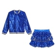 thumbnail image 5 of vastwit Kids Girls Hip Hop Jazz Latin Dance Outfit Sequin Sparkle Jacket with Tiered Mini Skirt Set Dancewear Royal Blue 8, 5 of 7