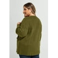 thumbnail image 4 of TIYOMI Plus Size Women's 5x Knit Cardigan Green Cardigan Sweaters Knitted Open Front Outerwear Cozy Warm Coats With Pocket Christmas Casual Fall Winter Sweater 5XL 28W, 4 of 8