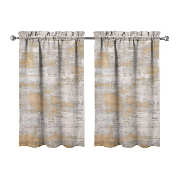 Gray Abstract Oil Painting Kitchen Curtains - Vintage Tier Cafe Curtains for Bathroom Living RV Rod Pocket Window Drapes 36 Inch 2 Panels Set 28"x36" Window Treatment Tiers