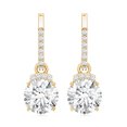 thumbnail image 2 of Rosec Jewels Lab Grown Diamond Drop Earrings (2 Carat, 6 mm, Ef-VS Quality) - Ready to Gift for Valentines Day, 18K Yellow Gold, 2 of 6
