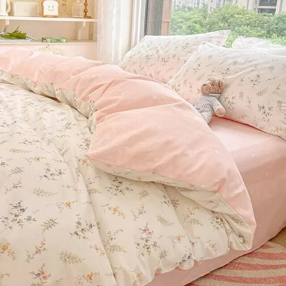 Ins Princess Pink Heart Duvet Cover Home Textile Pillow Case Bed Sheet Kids Girls Bedding Covers Set King Queen Twin Cute Kawaii