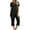 Black, variant on Diufon Pajamas Sets for Women Round Neck Short Sleeve Sleepshirt Solid Color 3/4 Pants Two piece Outfits