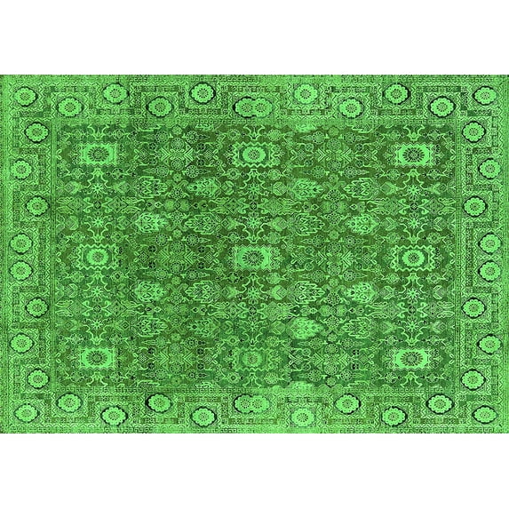 Ahgly Company Indoor Rectangle Oriental Green Industrial Area Rugs, 5' x 7'