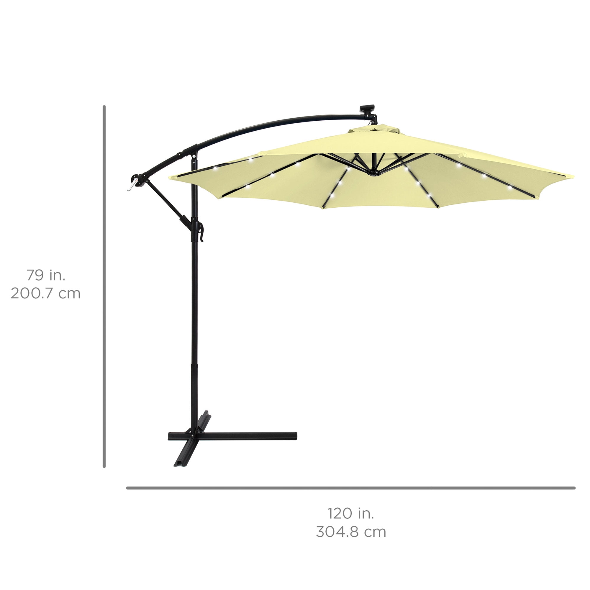 Best Choice Products 10ft Solar Led Offset Patio Umbrella W Easy Tilt Adjustment Light Yellow Walmart Com Walmart Com
