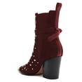 thumbnail image 4 of FSJ Women Fashion Studded Bead Closed Toe Pull On Booties Chunky High Heels Buckle Strap Ankle Boots Stretch Party Dress Shoes Size 10.5 Red, 4 of 4