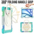 thumbnail image 2 of Dteck for iPad Air 13 Inch Case M2(2024) Heavy Duty Case, Shockproof Drop Protection with Screen Protector & Pencil Holder & Rotating Stand & Handle Rugged Protective Cover, Rainbow Mint, 2 of 6