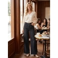 thumbnail image 6 of DOKOTOO Women Wide Leg Jeans High Waisted Stretch Denim Flare Pants Vintage Black High Rise Loose Fit Raw Hem Five Pocket Jeans US Size, 6 of 10