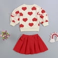 thumbnail image 3 of Gureui Toddler Kids Girls Love Heart Print Sweet Outfits 2Pcs Long Sleeve O Neck Sweatshirt Tops+Pleated A-line Skirts, 3 of 7