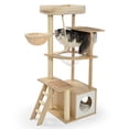thumbnail image 2 of Vibrant Life 7-Level 53" Natural Wood Cat Tree with Condo, Ladder, and Acrylic Hammock, Beige, 2 of 9