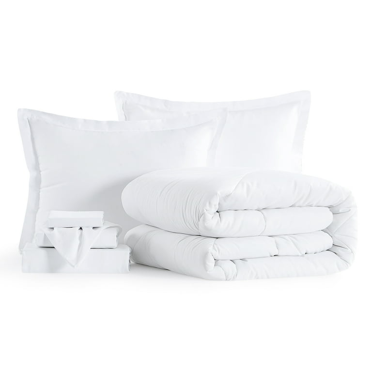 RUIKASI White Queen Comforter Set - 7 Pieces Queen Bed in a Bag