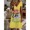 thumbnail image 4 of Vestido de manga corta con escote en V, estilo casual de calle, ropa de mujer, vestido de princesa Elsa de Disney Frozen, estampado para mujer, 4 of 5