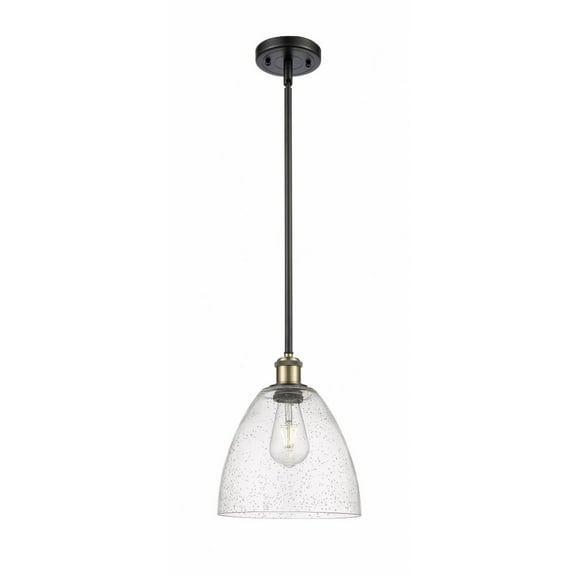 516-1S-BAB-GBD-94 Innovations Lighting Bristol Glass - 1 Light Mini Pendant In Industrial Style-11.25 Inches Tall and 9 Inches Wide-Black Antique