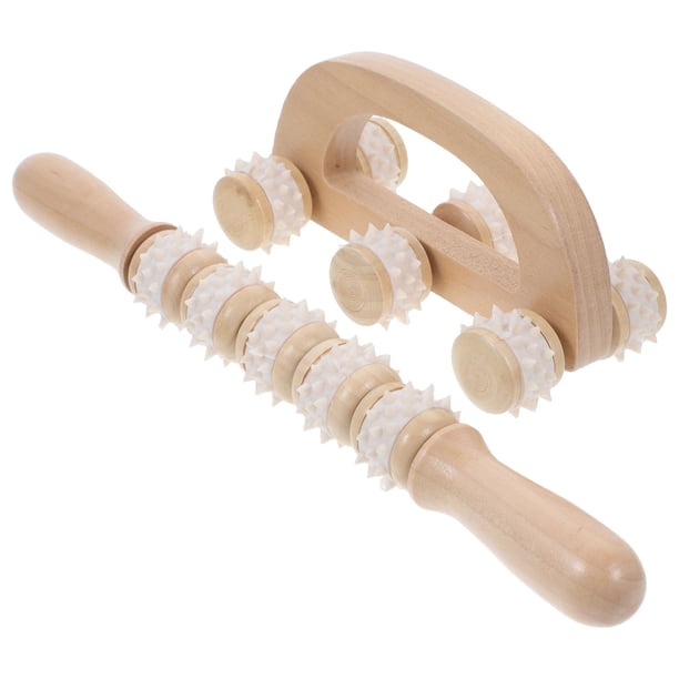 GOOHOCHY 2 piezas de palo de masaje Guasha, masajeador de cuello, rodillo corporal manual, herramienta de masaje de madera Gua Sha, herramientas de masaje manual, rodillo de masaje de madera