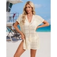 thumbnail image 5 of Swimsuit Cover Up for Women V-Neck Crochet Beach Cover Up Loose Bathing Suit Cover Up with Tassel Tied Shermie, 5 of 7