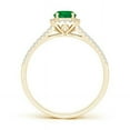 thumbnail image 2 of ANGARA Natural Twin Shank Emerald Halo Ring with Diamond Accents in 14K Yellow Gold for Women (Size-5mm) | May Birthstone, Birthday, Anniversary, Jewelry Gift for Women | Natural Emerald Ring, 2 of 7