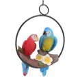 thumbnail image 3 of Garden Iron Ring Parrot Pendant Resin Bird Model Crafts Courtyard Balcony Decorations Small Red Blue Macaw, 3 of 6