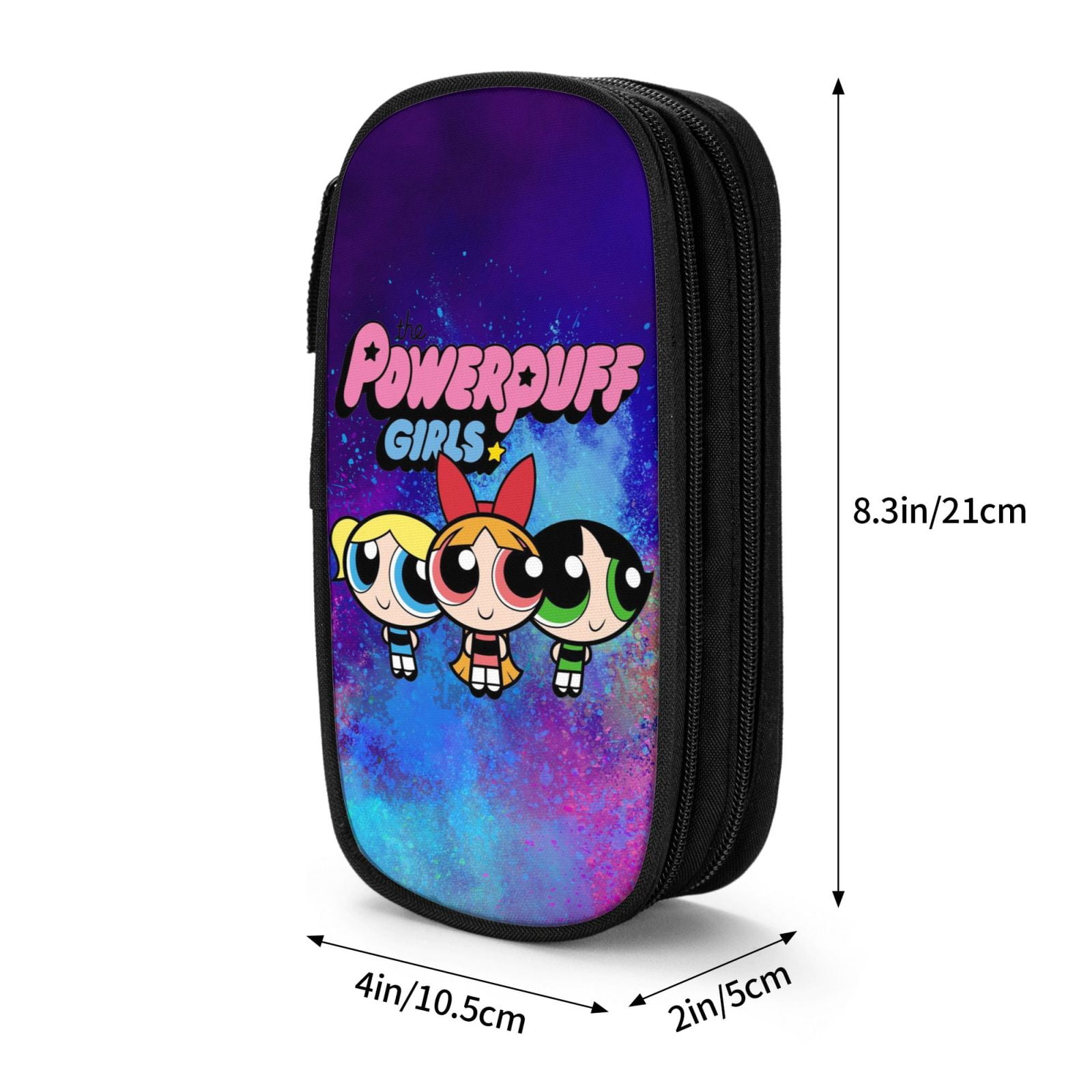 The Powerpuff Gi-rls Pencil Case Large Capacity Pencil Pouch Penbag Office Stationery Organizer Travel Makeup Bag Black