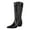 Black, variant on Women's Knee High Boots Embroidery Studded Wide Calf Pointed Toe Chunky Heel Western Boots