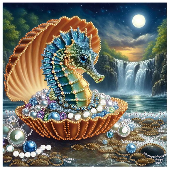 5D DIY Diamond Painting Kit: Seahorse Diamond Art Perfect for Home and Office Decor Ideal Gift for Holidays