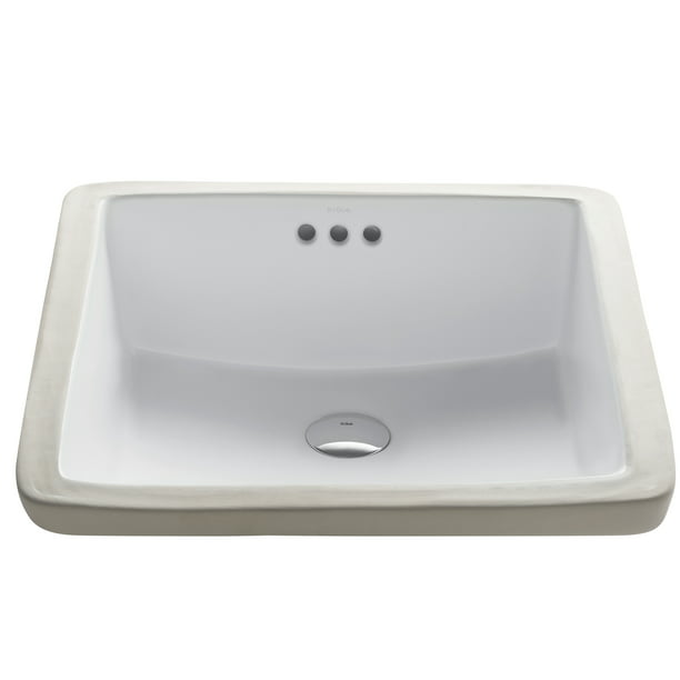Kraus Elavo 17 Inch Square Undermount White Porcelain Ceramic Bathroom Sink With Overflow Com - Elavo Square Drop In Bathroom Sink With Overflow