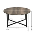 thumbnail image 2 of Household Essentials 8079-1 Ashwood Round Coffee Table | Gray-Brown | Black Metal Frame, 2 of 11