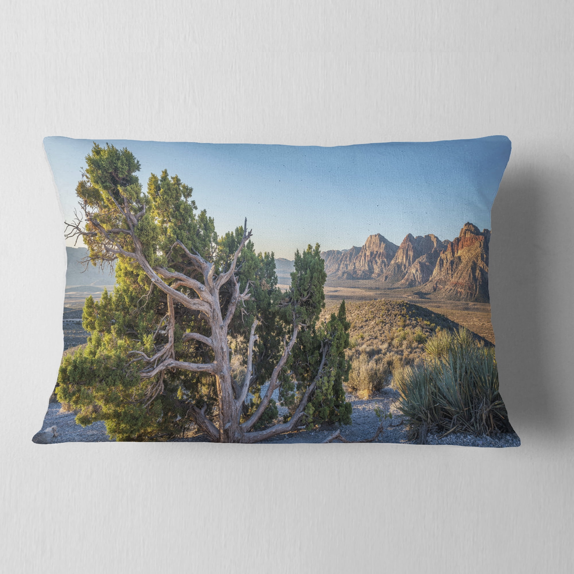 Designart 12" x 20" Red Polyester Throw Pillow