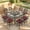 Dark Bronze/Red, variant on VIVIJASON 10-Piece Outdoor Bar Set, All Weather Cast Aluminum Patio Bar Furniture with 8 Cushioned Swivel Bar Stools, Large 64" Square Patio Bar Height Table with Detachable Lazy Susan