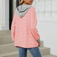 thumbnail image 4 of 50% off Clear!Sawvnm Women's Spring And Summer Hooded Striped Contrasting Splicing Long Sleeved Loose Sweatshirt Gifts Clearance, 4 of 9