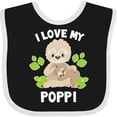 thumbnail image 3 of Inktastic Cute Sloth I Love My Poppi with Green Leaves Boys or Girls Baby Bib, 3 of 4