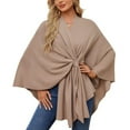 thumbnail image 2 of Tao Tao Women's Elegant Shawl Wraps Soft Open Front Poncho Sweater For Spring Fall Winter Brown, 2 of 4
