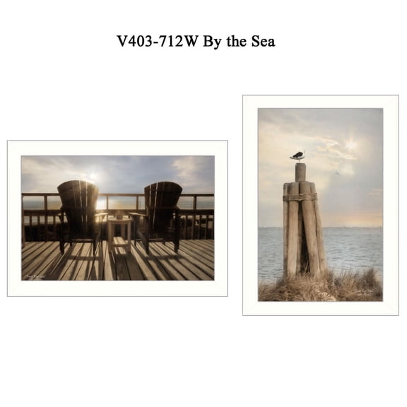Trendy Decor4U "By The Sea" Collection By Lori Deiter, Printed Wall Art, Ready To Hang Framed Poster, White Frame