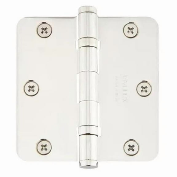 Emtek 94033US14 3.5 x 3.5 in. Heavy Duty Steel Ball Bearing Hinge - 0.625 in. Radius, Bright Nickel - Pack of 2