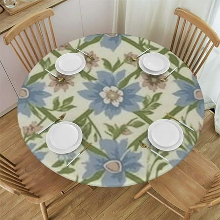 

TIAOTIAOHOU Flower Pattern Round Table Cloth 100% Polyester Fiber - Multiple Sizes Machine Washable 38-42