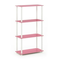 Furinno 23.6"W x 11.4"D x 43.25"H 4-Shelf Freestanding Shelves, Pink and White