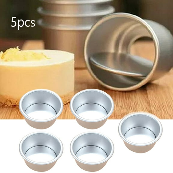 Fusipu 5Pcs 2.5inch Round Mini Cake Pan Removable Bottom Pudding Mold DIY Baking Tools