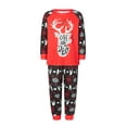 thumbnail image 2 of Christmas Family Pajamas Matching Set, Long Sleeve Deer Print T-shirt with Snow Print Pants Sleepwear Loungewear, 2 of 10